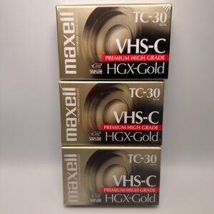 Vintage Maxell HGX-Gold TC-30 VHS-C Camcorder Video Tapes Lot of 3 New Sealed